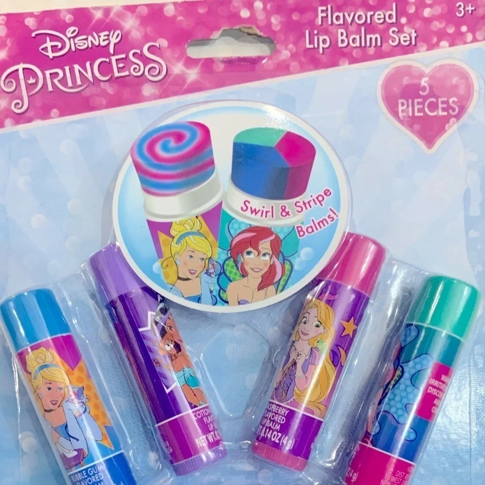 Disney Princess 5-Piece Kids Flavored Lip Balm Tin Gift Set